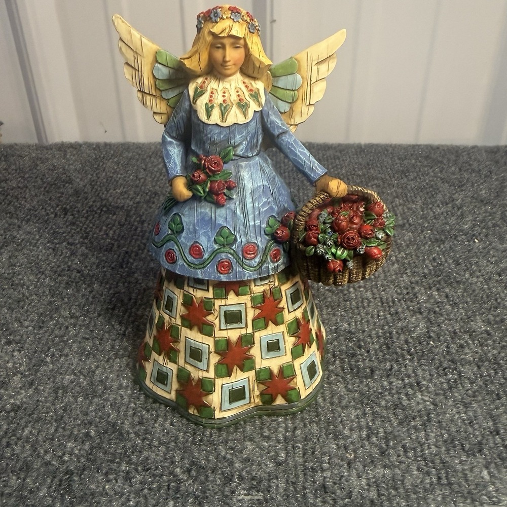 Jim Shore Heartwood Creek Angel With Flowers Figurine 2002 Enesco 105169 Box